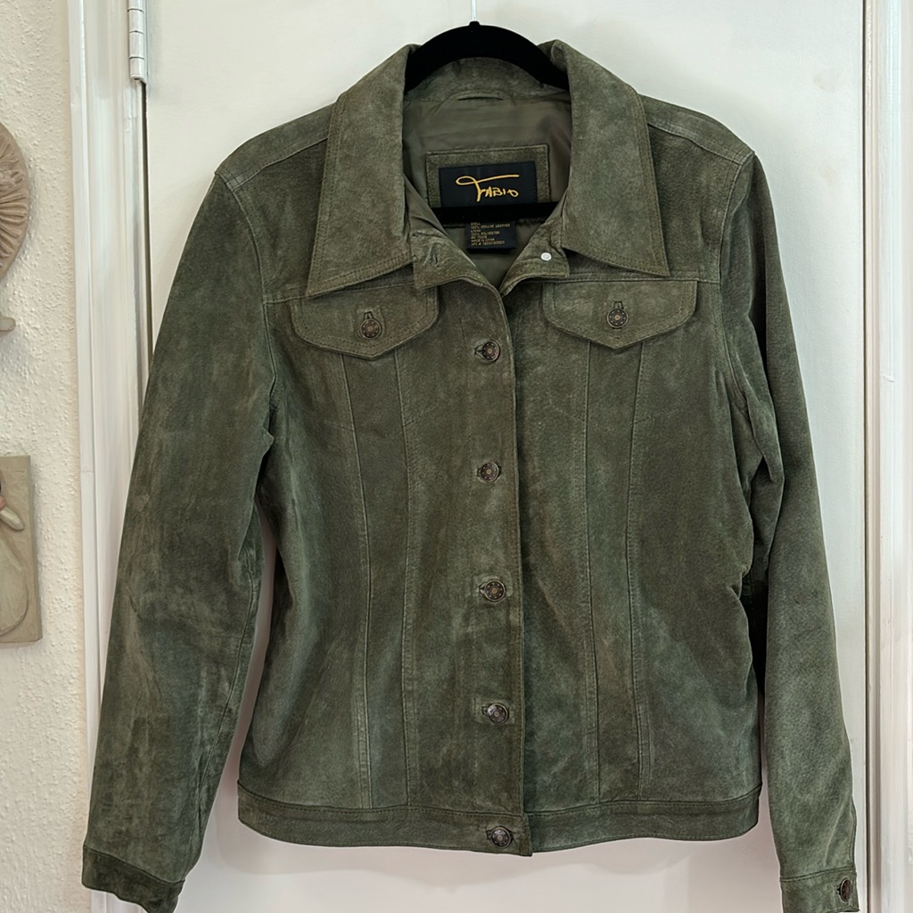 Dk Olive Green Swede Leather Jacket